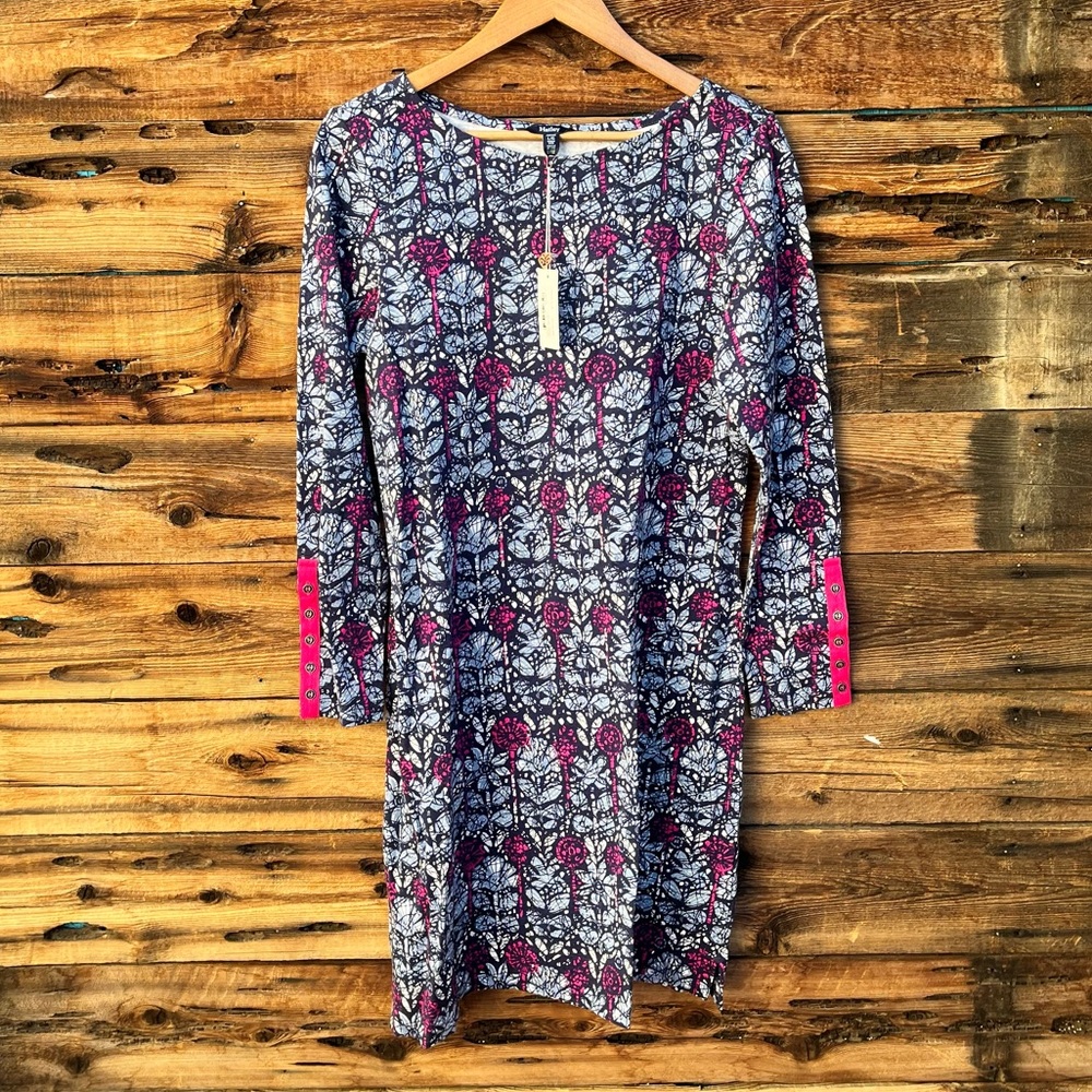 HATLEY | NWT Long Sleeve Floral Print Dress with Pink Accents L